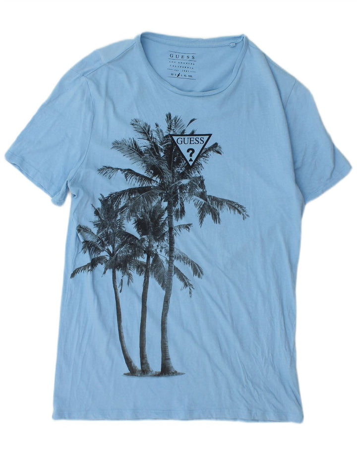 Męski T-shirt Guess z grafiką, średni niebieski