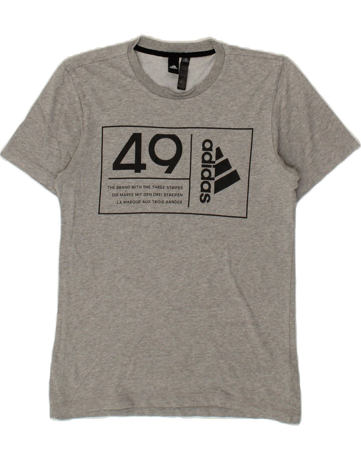 ADIDAS Mens Graphic T-Shirt Top Small Grey Cotton Vintage Adidas and Second-Hand Adidas from Messina Hembry 