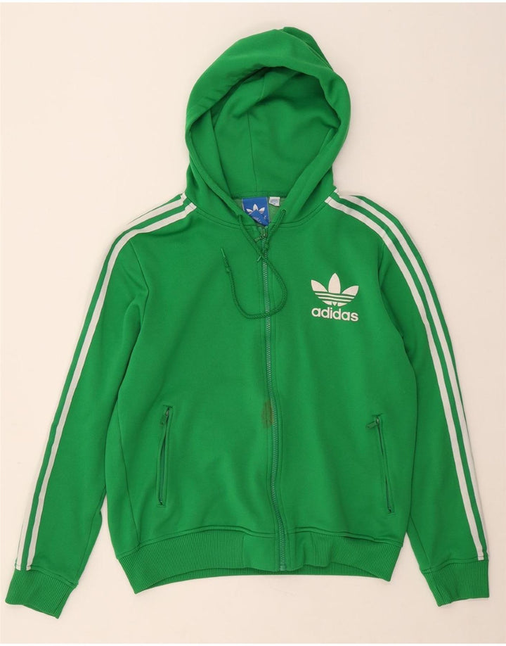 ADIDAS Mens Graphic Zip Hoodie Sweater Medium Green Polyester