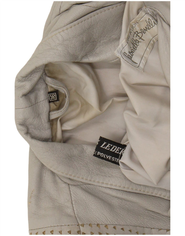 GABRIELLA BENELLI Damska kurtka oversize EU 36, mała, szara, skórzana