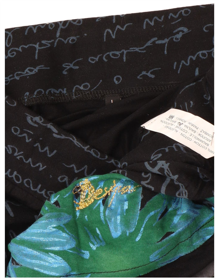 Desigual damska spódnica w kształcie litery A, duża W32, czarna bawełniana w kwiaty