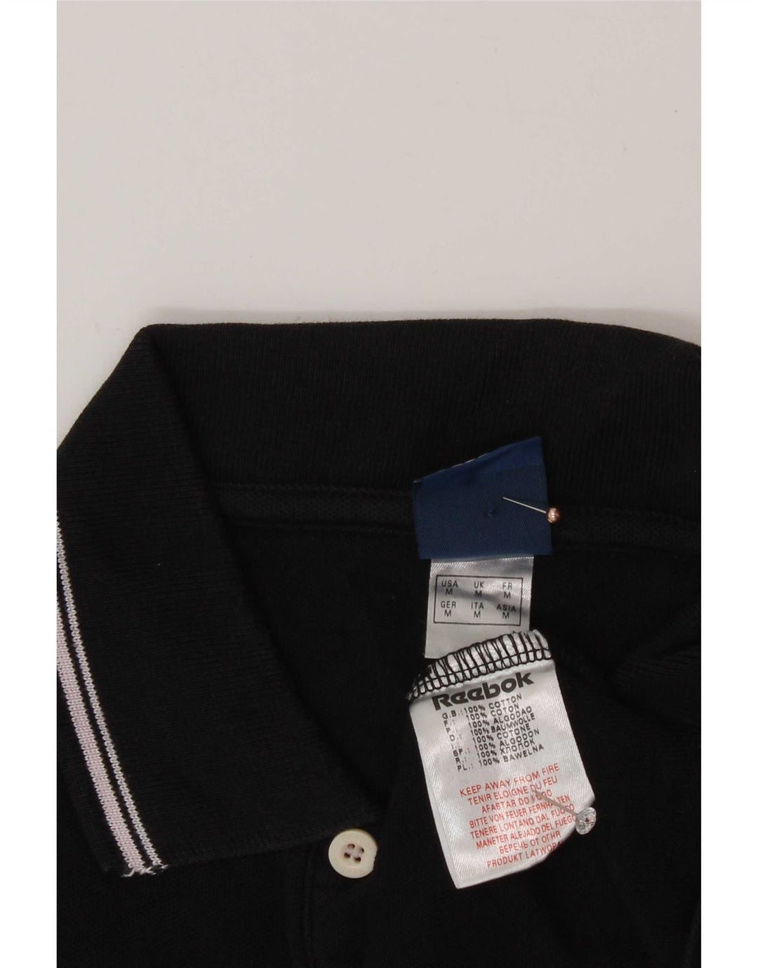 Reebok Męska koszulka polo Średnia czarna bawełna