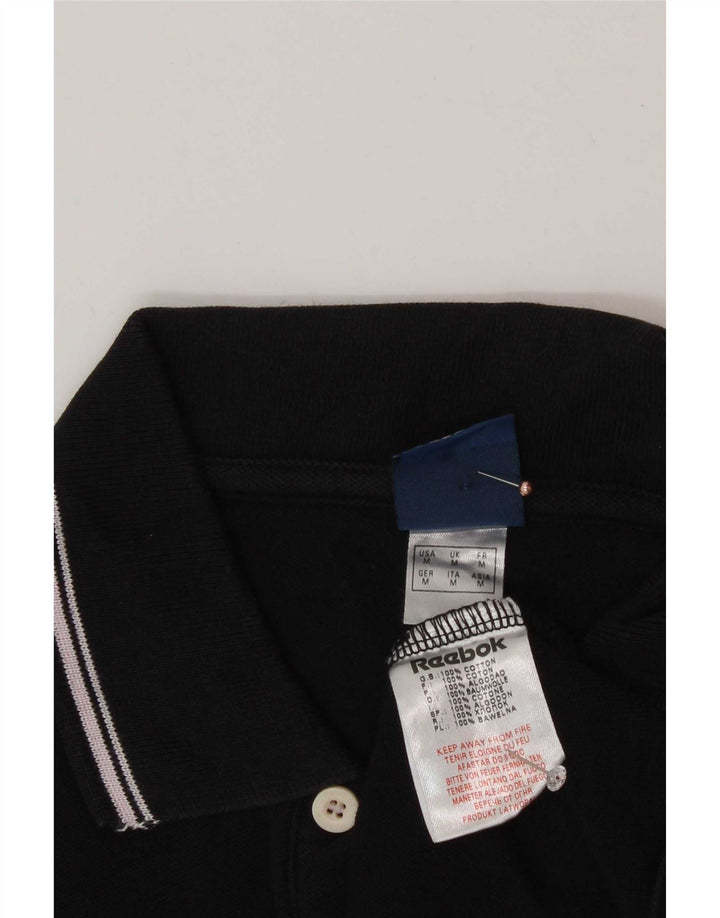 Reebok Męska koszulka polo Średnia czarna bawełna