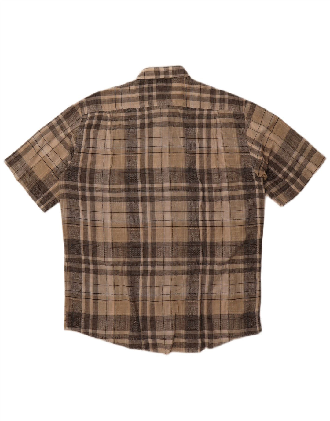 Koszula męska z krótkim rękawem Belmonte, rozmiar 42, duża, bawełniana w beżową kratę