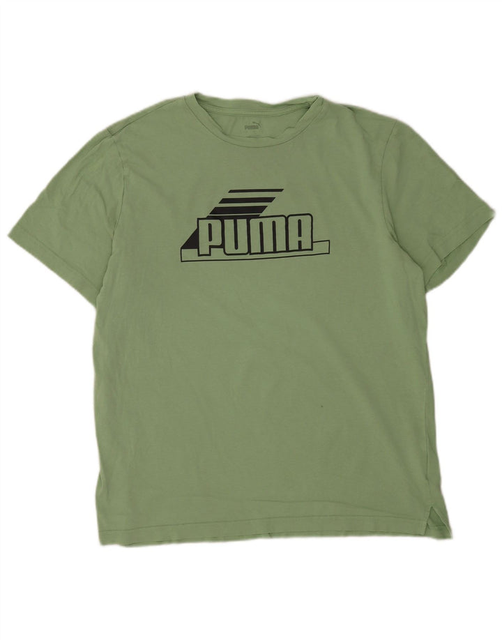 Męski T-shirt Puma z grafiką, duży, zielony, bawełniany