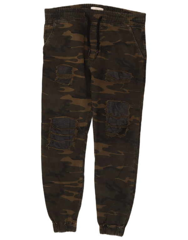 Męskie spodnie chino do biegania Zara, duże W32 L27, khaki, bawełna w kamuflażu