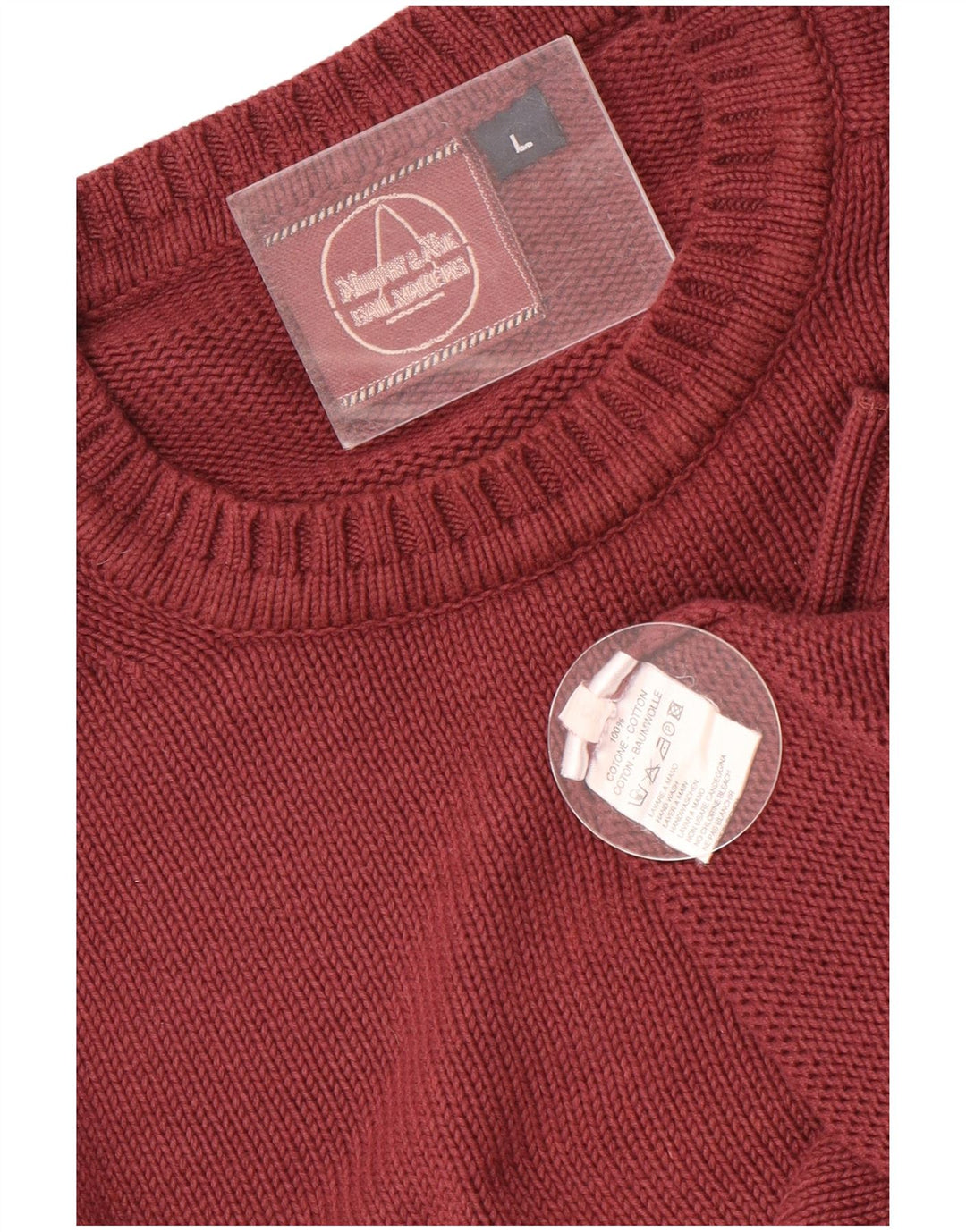 Męski sweter z okrągłym dekoltem Murphy & Nye, duży, bordowy, bawełniany