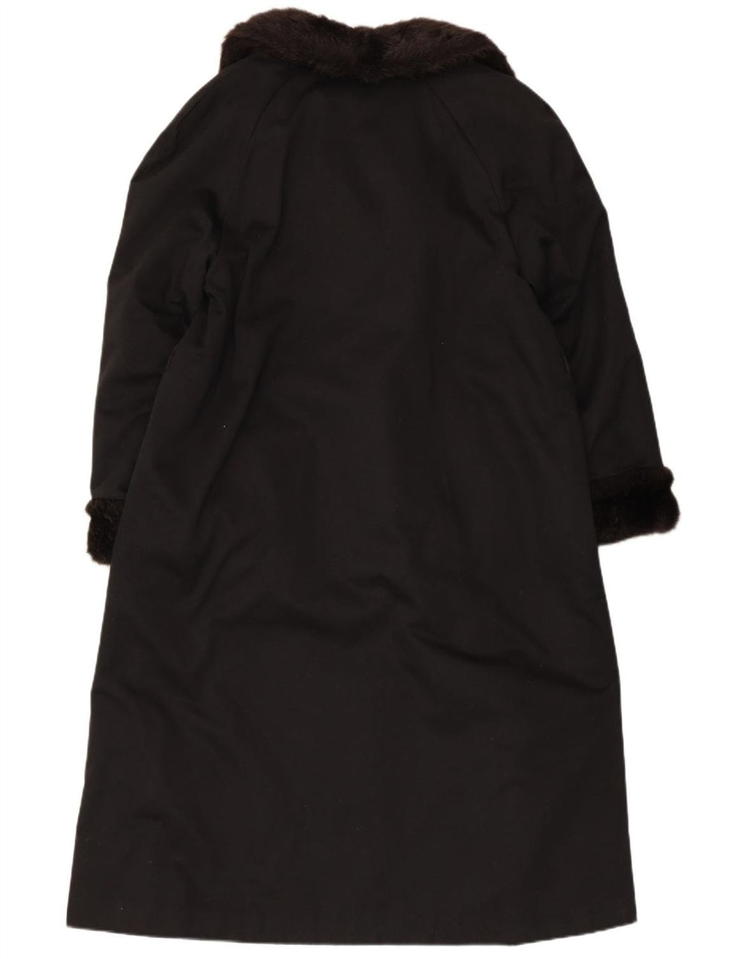 VINTAGE damski płaszcz ze sztucznego futra UK 12 średni czarny akryl