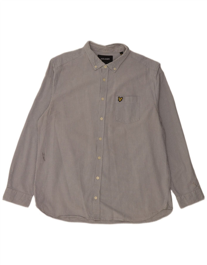 Koszula męska LYLE & SCOTT 2XL, niebieska, bawełniana w prążki