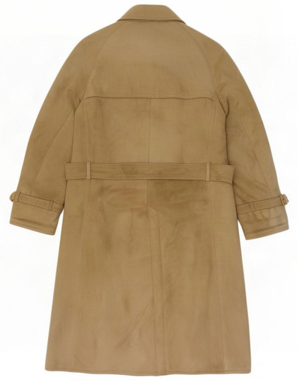 Vintage Womens Suede Overcoat UK 14 Medium Beige