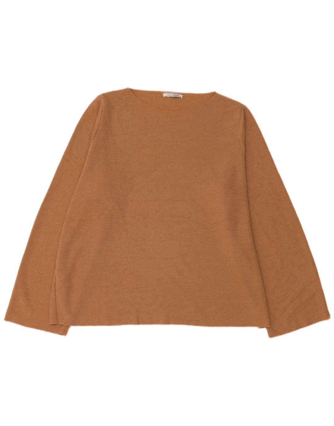 Damski top oversize z długim rękawem Zara UK 16, duży, brązowy, bawełniany