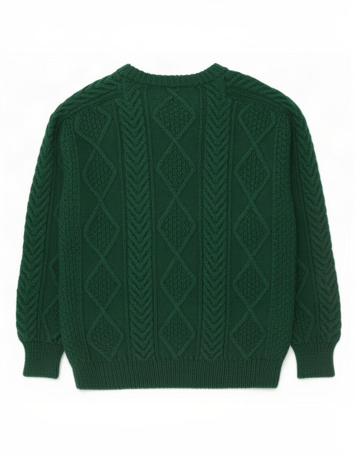 Męski sweter z okrągłym dekoltem w stylu vintage, średnio zielony