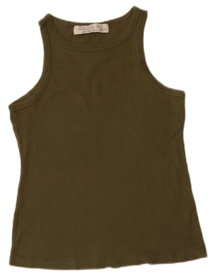 Damski top z kamizelką ZARA UK 12, średnia bawełna khaki
