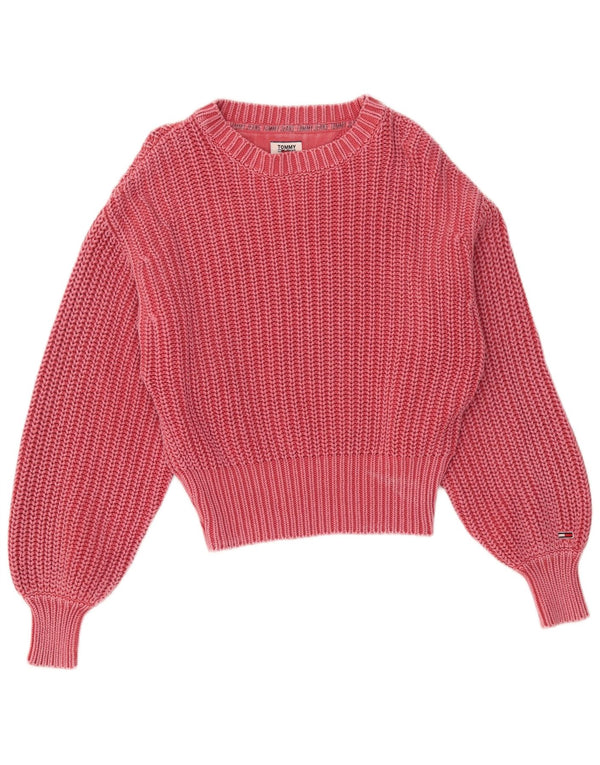 Damski sweter Tommy Hilfiger z dekoltem w łódkę, UK 10, mały, różowy