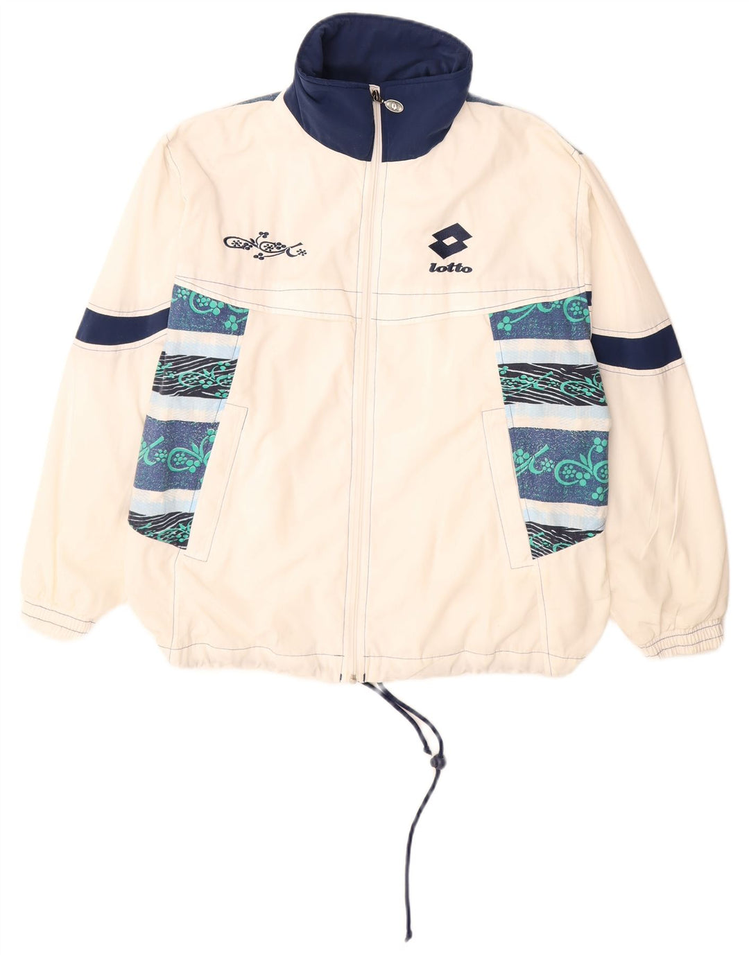 Damska kurtka wiatrówka oversize Lotto UK 16, duża, biała, z blokami kolorów