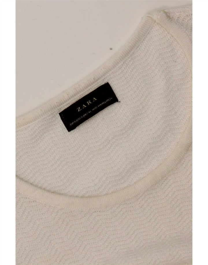 Damski top Zara z długim rękawem, UK 18 XL, biała jodełka