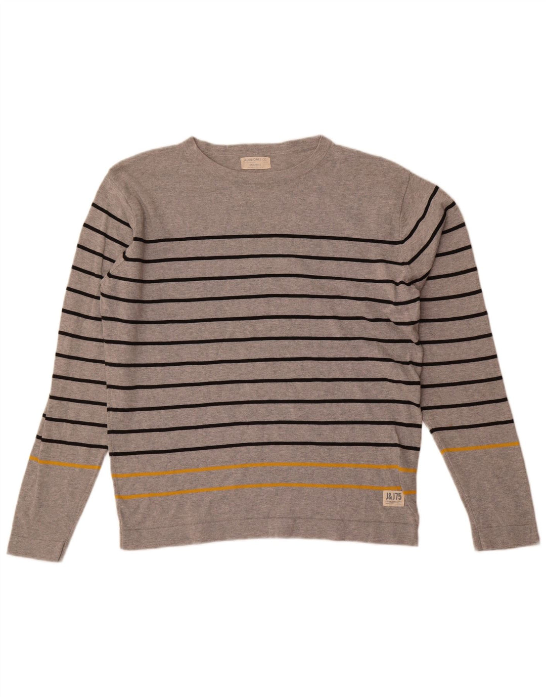Męski top Jack & Jones z długim rękawem 2XL, szara, bawełniana w paski