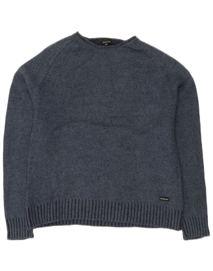 Calvin Klein Jeans Męski sweter z okrągłym dekoltem XL, granatowo-wełniany