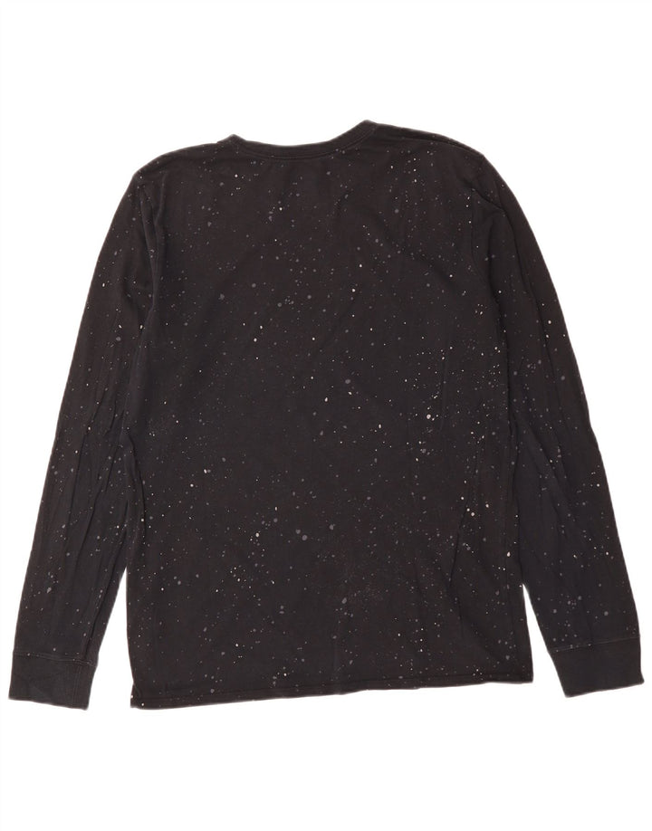 Męska koszulka Nike o sportowym kroju z grafiką, z długim rękawem, średnia, czarna, bawełniana w cętki