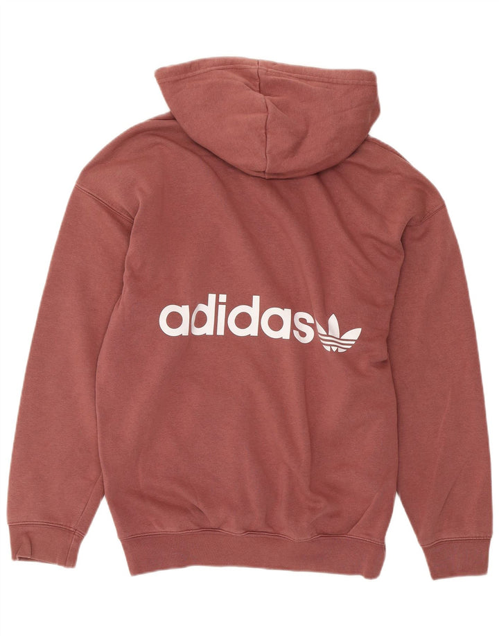 Damski sweter z kapturem ADIDAS z grafiką, oversize UK 8, mały, różowy, bawełniany