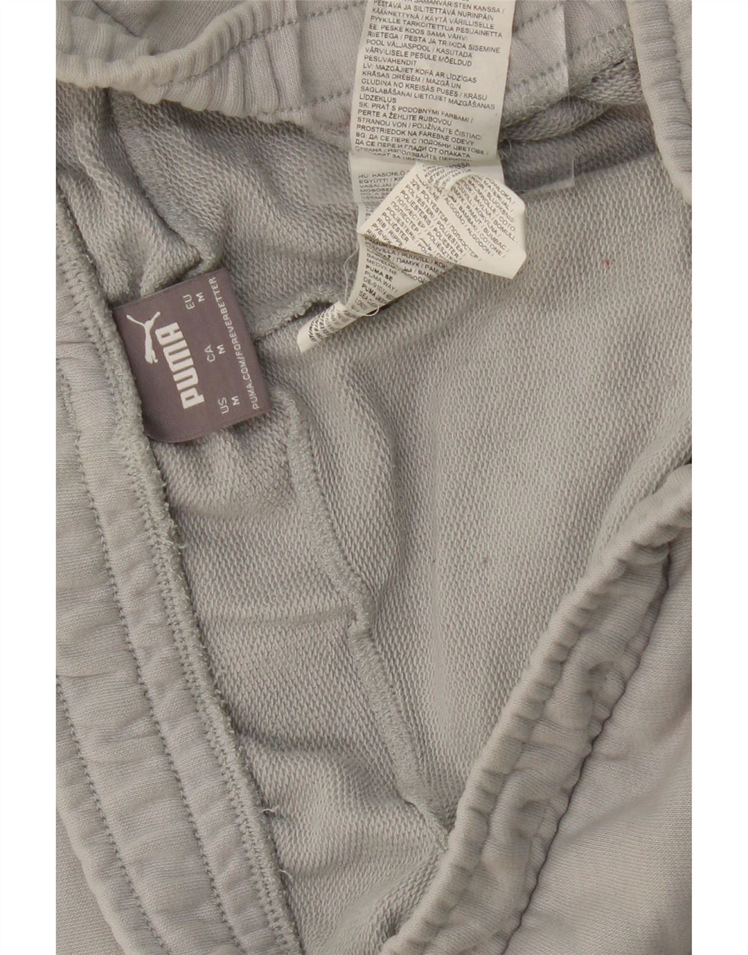 Męskie spodnie dresowe PUMA z grafiką, średnioszare, z blokami kolorów