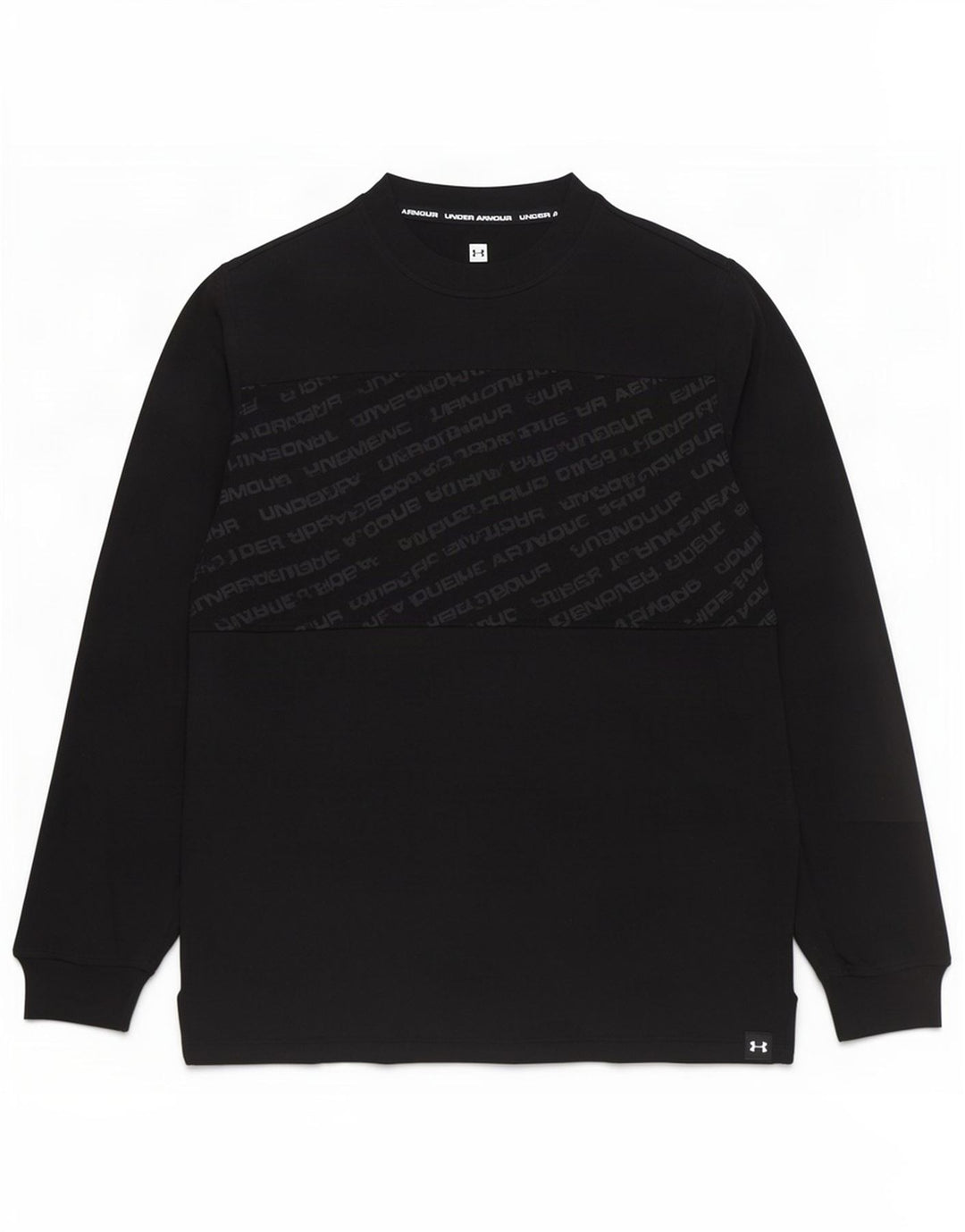 Męski graficzny top Under Armour z długim rękawem, średnio czarny, bawełniany