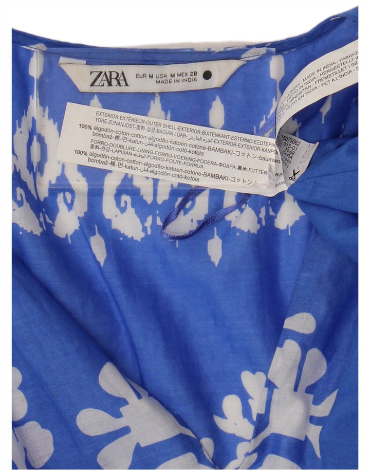 Damska sukienka oversize o linii A ZARA UK 14 Średni niebieski Fair Isle Cotton