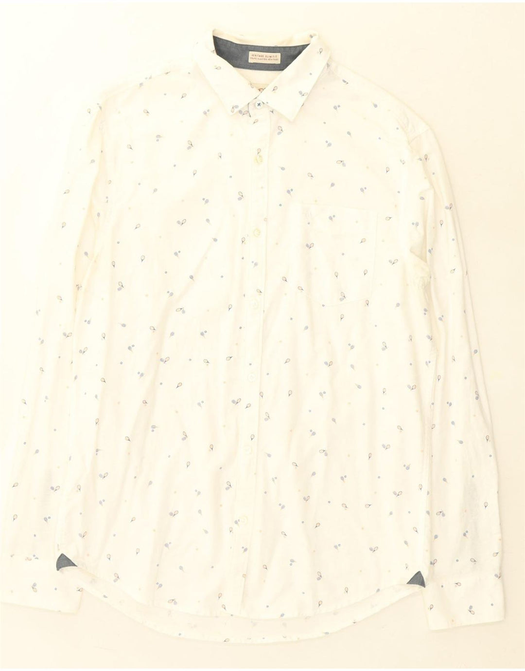 PENGUIN Mens Heritage Abstract Pattern Slim Fit Shirt Medium White Vintage Penguin and Second-Hand Penguin from Messina Hembry 