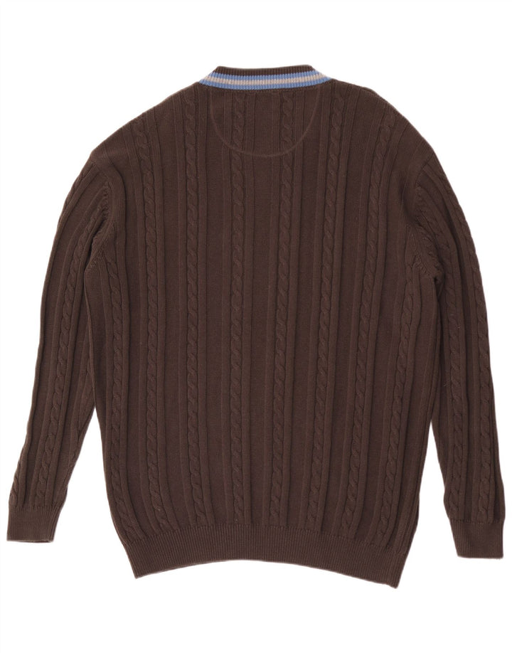 Męski sweter Basefield z dekoltem w kształcie litery V, 2XL, bawełniany w brązowe paski