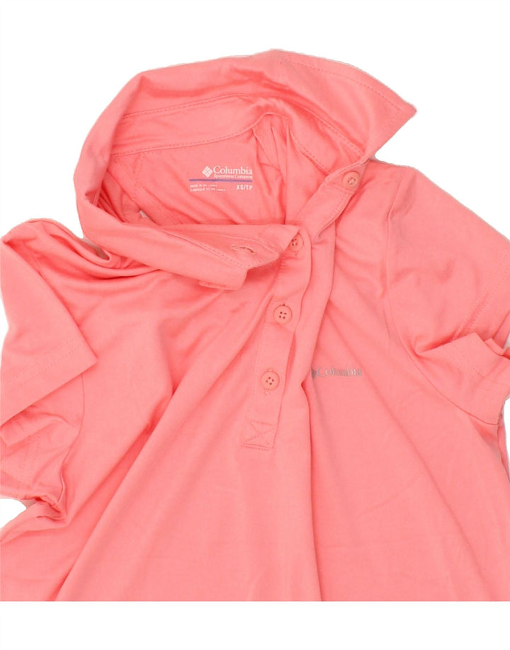 COLUMBIA Womens Polo Shirt UK 6 XS Pink Polyester Vintage Columbia and Second-Hand Columbia from Messina Hembry 