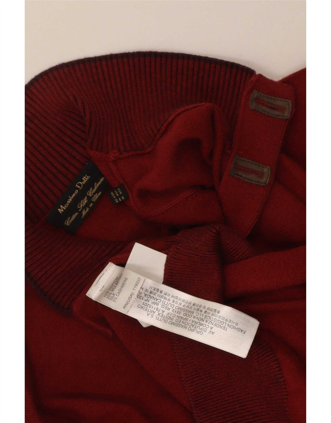 Męski sweter zapinany na guziki Massimo Dutti, średniej wielkości bordowa bawełna