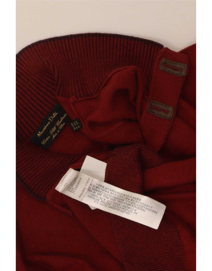 Męski sweter zapinany na guziki Massimo Dutti, średniej wielkości bordowa bawełna