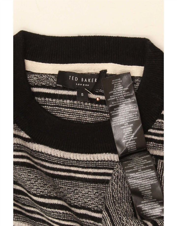 Męski sweter Ted Baker z okrągłym dekoltem, rozmiar 5 XL, wiskoza w czarne paski