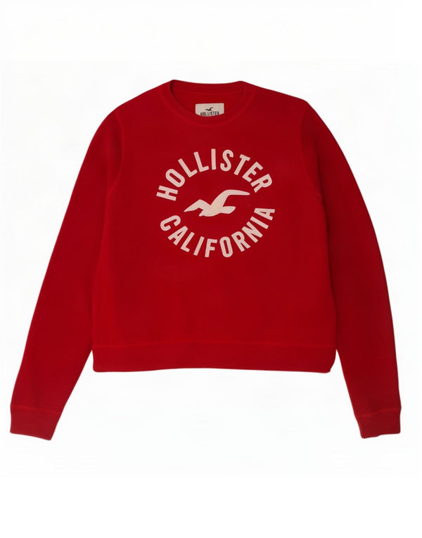 Damska bluza z grafiką Hollister UK 12, średnia czerwona bawełna