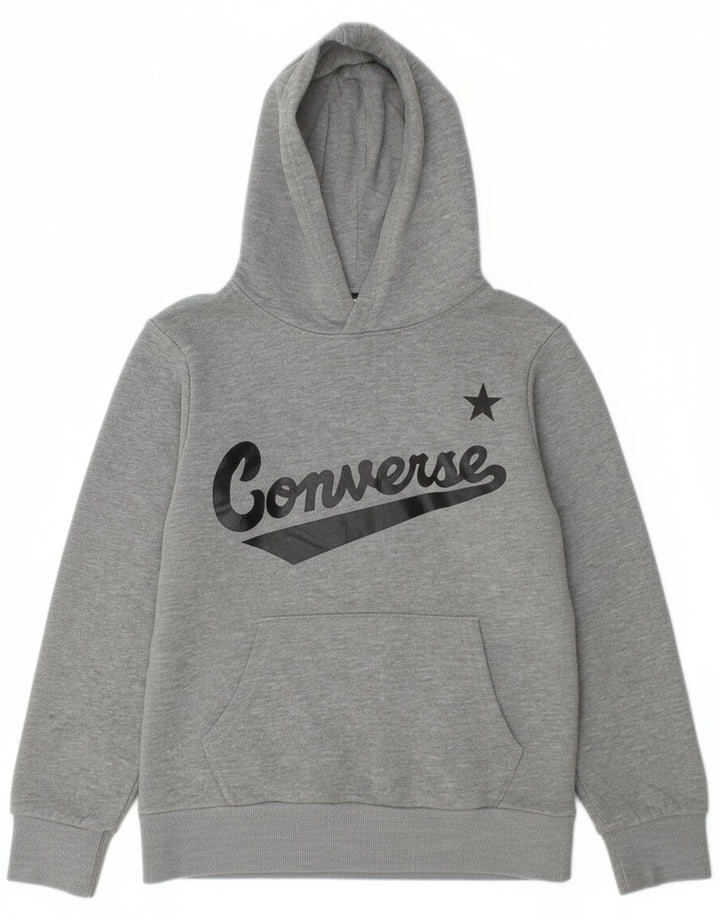 CONVERSE Boys Graphic Hoodie Jumper 10-11 Years Medium  Grey Cotton