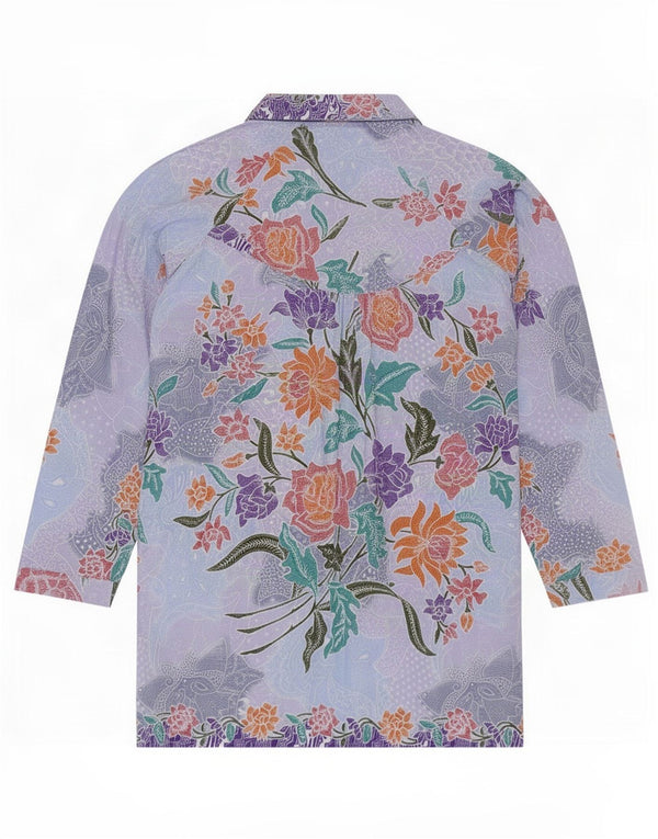 Damska tunika w stylu vintage, sukienka UK 14, średni fiolet w kwiaty