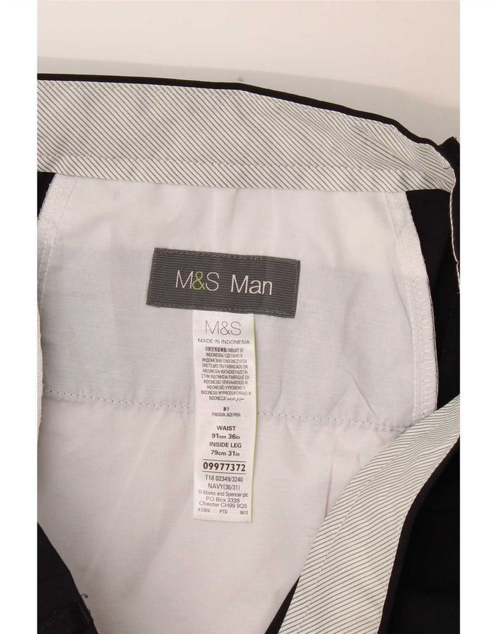 Męskie proste spodnie chino Marks & Spencer W36 L31 Granatowy poliester