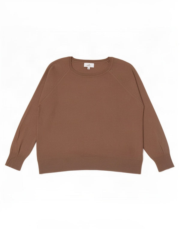 Damski sweter oversize z dekoltem w łódkę Zara UK 18 XL Brązowa wiskoza