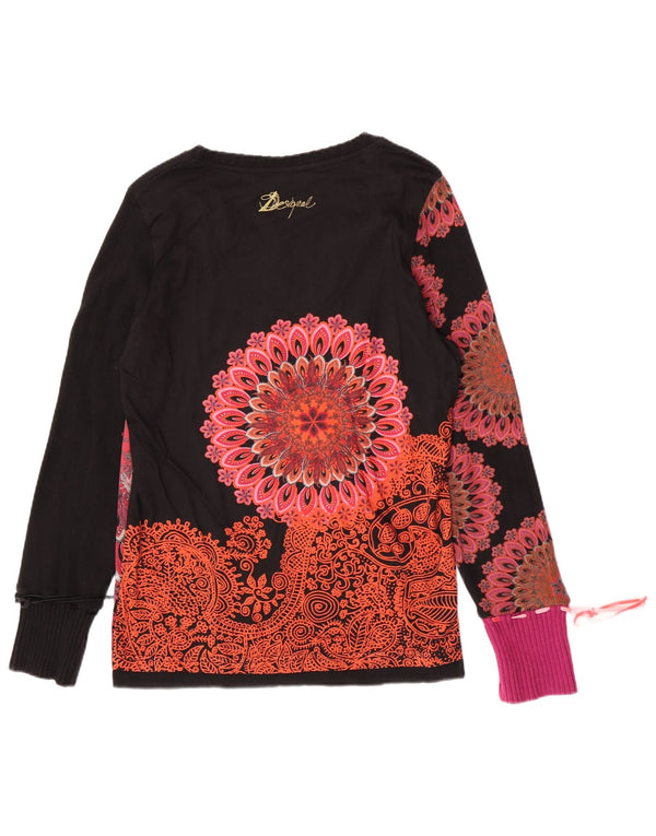 Desigual damski graficzny top z długim rękawem UK 20 2XL czarny Paisley