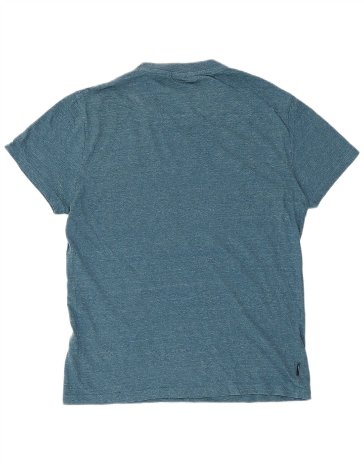 SUPERDRY Męski T-shirt Top, Mały, Niebieski, Bawełniany Nakrapiany