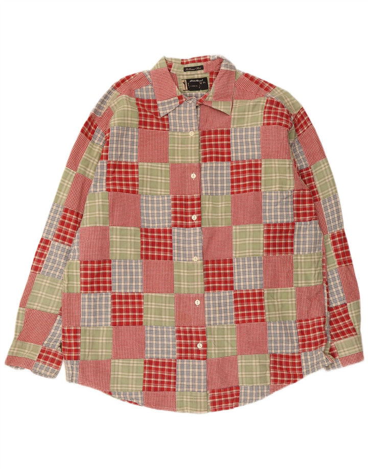 Damska koszula flanelowa Eddie Bauer UK 16, duża, wielobarwna, patchworkowa bawełna