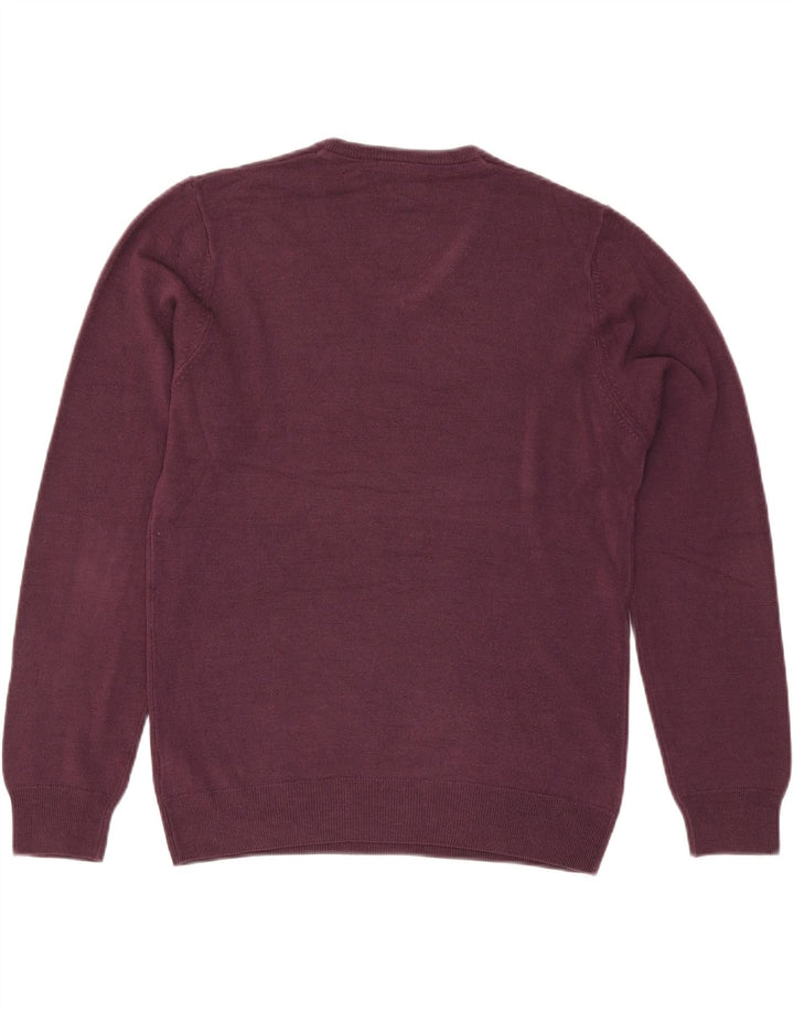 Męski sweter Marks & Spencer o regularnym kroju z dekoltem w kształcie litery V, średni burgund