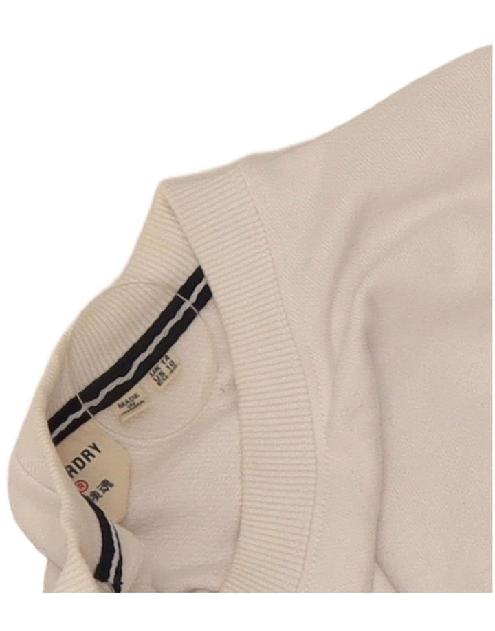 Damski sweter bluzowy Superdry UK 14, duży, biały, bawełniany