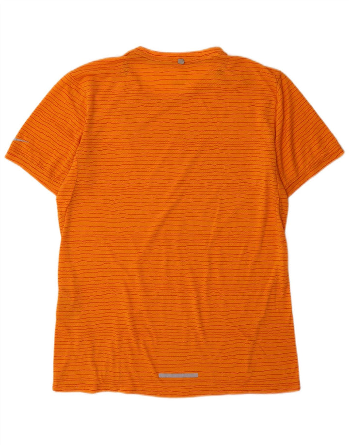Męski T-shirt Nike Dri Fit Top, średni pomarańczowy poliester w prążki