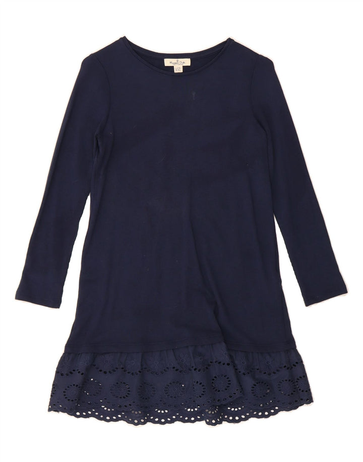 MASSIMO DUTTI Girls Long Sleeve Basic Dress 9-10 Years Navy Blue Cotton Vintage Massimo Dutti and Second-Hand Massimo Dutti from Messina Hembry 