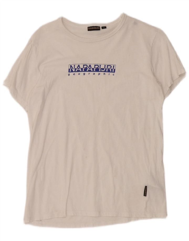 NAPAPIJRI Womens Graphic T-Shirt Top UK 12 Medium White