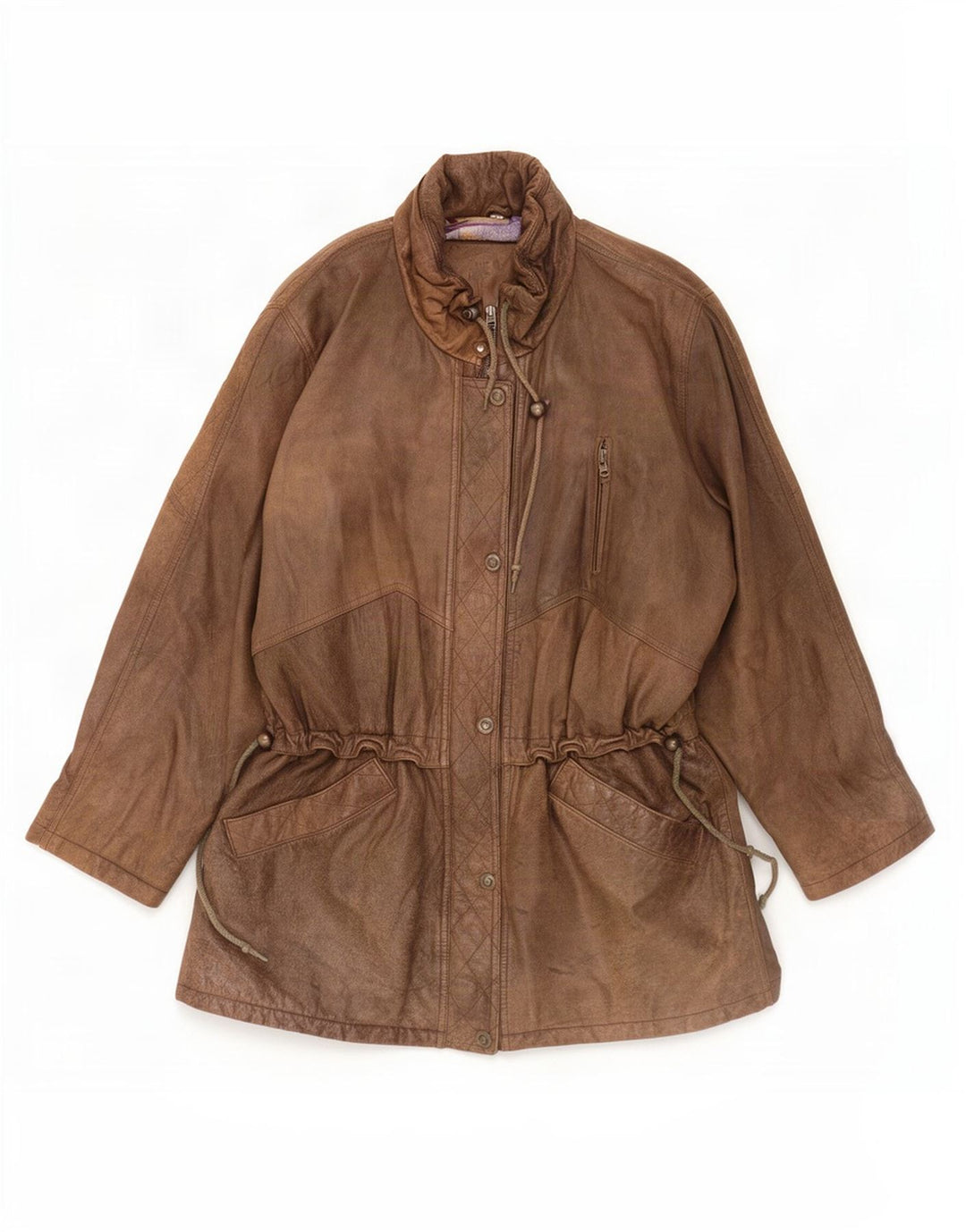Vintage damski płaszcz skórzany EU 40 średni brąz