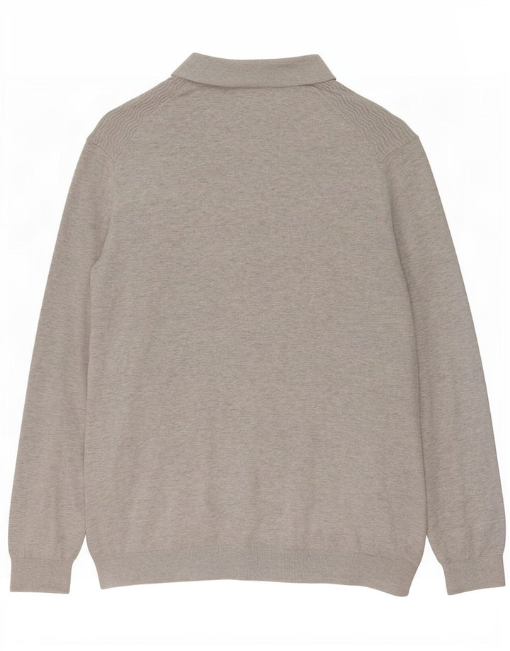 Męski sweter polo Massimo Dutti XL, szary, bawełniany