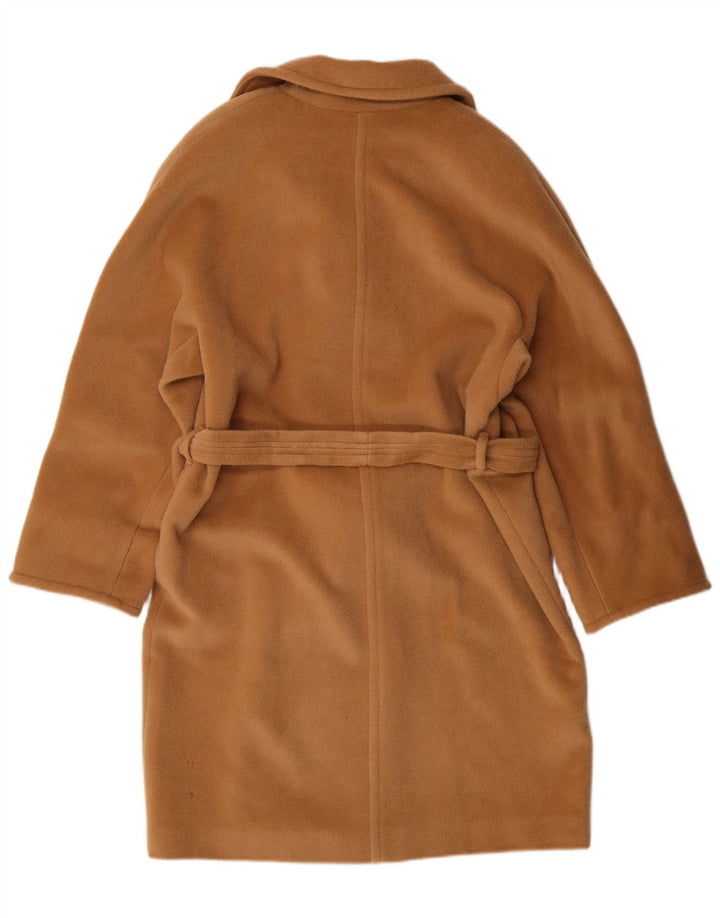 MARELLA Damski płaszcz dwurzędowy UK 12 Średni beżowy klasyk z dziewiczej wełny