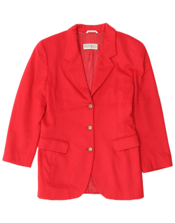 Czarna damska marynarka zapinana na 3 guziki Penny UK 12 Średnia czerwona wełna